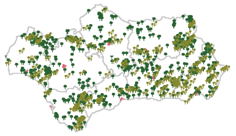 REDIAM. WMS Inventario de árboles y arboledas singulares de Andalucía